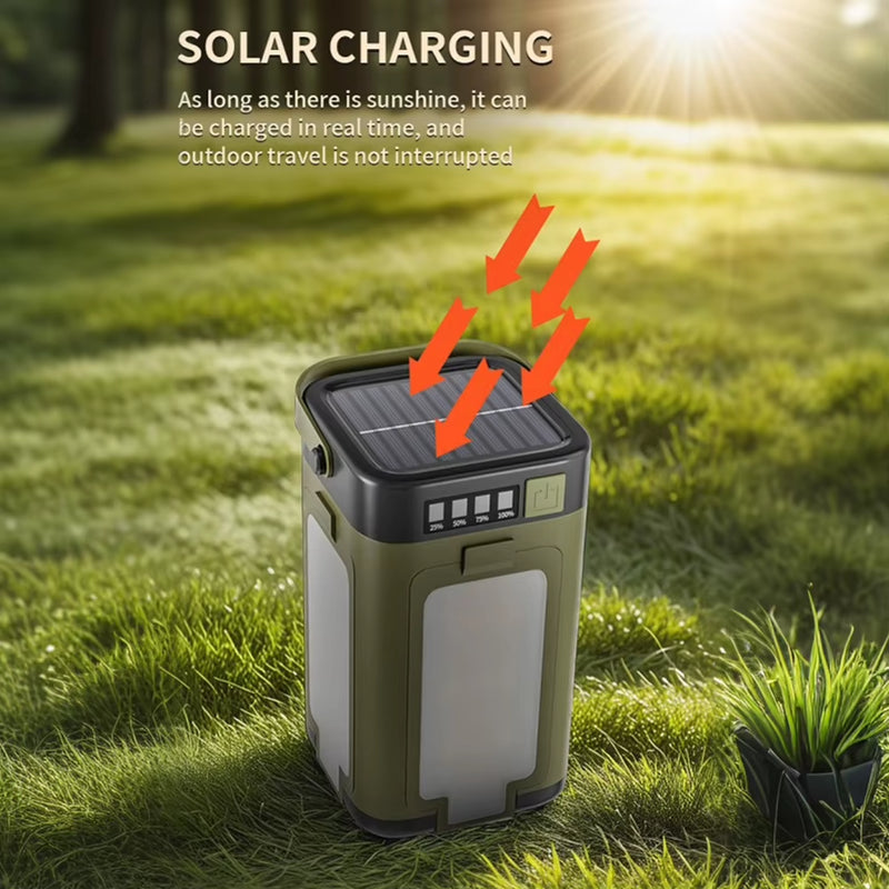 Foldable Camping Light Power Bank Rechargeable Lantern Solar Camping Lantern Portable Flashlight for Camping Hiking Fishing