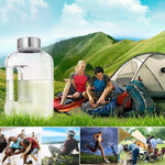 Half Gallon Water Bottle with Handle BPA Free Sports Water Bottles 74Oz Large Plastic Water Jug 2.2L Motivational for Outdoor Hiking Camping Running (Clear)