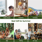 Portable Misting Fan for Outdoor Cooling, [24-90Hrs] Battery Powered Mist Fans with Water Misters & LED Lantern, 8-Inch, 250Ml Tank, for Patios, Home, Outside, Camping, Outdoor&Indoor Use