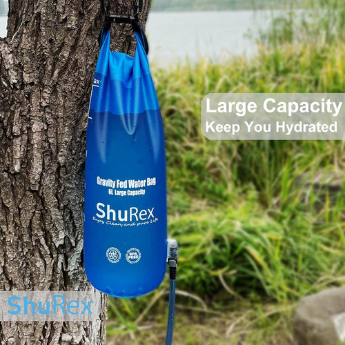 Gravity-Fed Water Bag for Sawyer Survival Water Filter Straw, 1.5 Gal Large Gravity Water Bladder Compatible with Lifestraw and Other Water Filter Straw, Foldable, Bpa-Free (6L)