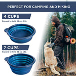 | Collapsible Silicone Dog Bowl | Travel Food and Water Station for Large Dogs | Lightweight, Sturdy, Leak Proof, Food Safe | Extra Large, Blue
