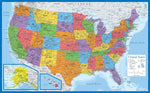 2 Pack - Laminated World Map Poster & USA Map Set - Equal Earth World Map Design Shows Continents at True Relative Size - US Map 18? X 29?