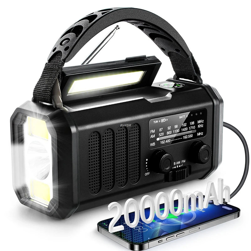 Hot 20000Mah AM/FM/NOAA Radio Solar Hand Crank Generator Radio Portable Radio De Emergencia LED Flashlight SOS Alarm Power Bank