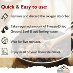 Freeze-Dried Ground Beef – Pre-Cooked and Ready-To-Eat Hamburger Meat | Everyday Meal Prep, Emergency Food Supply, Camping and Survival Food | 10 Servings per Pouch | Made in USA | 7-Year Shelf Life | Pack of 1