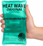 Instant Heat Packs Medium (5×9”)- Medical Grade Reusable Green 1-Pack Fast and HOT - Made in USA for Muscle Aches, Back, Arm, Shoulder, Pain Relief, Warmth on the Go; Heating Pad Click Heat