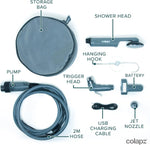 12V Camping Shower Portable - High Pressure Outdoor USB Rechargeable Camping Shower - Kit with 9 Gallon Water Bag - Van Life RV Beach Hiking Dog Washing