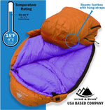 Eolus 15 F Hiking & Backpacking Sleeping Bag - 3 Season, 800FP Goose down Sleeping Bag - Ultralight - Black/Clementine - 78In - Regular