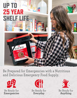 Emergency Food Supply - 88 Servings Meat & Rice Bucket, Freeze Dried Protein Meals, Camping Essentials, Bulk Rice & Survival Food, Disaster Prepping Supplies, up to 25 Year Shelf Life