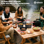 Camping Cookware Set Camping Gear, Compact Camping Pots and Pans Set, Durable Hard Alumina Camping Cooking Set for Outdoor Backpacking Camping Hiking Picnic, Included Mesh Carry Bag