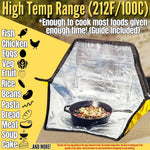 Premium Solar Oven, Portable Outdoor Solar Cooker & Camping Oven, Reinforced & Foldable with Support Rods, Carry Bag & Full Guide on Outdoor Cooking with Beginner Solar Camping Recipes