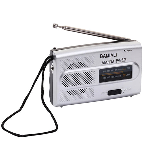 Radio FM/AM Small Portable Radio Battery Operated Radio Full-Wave Band World Receiver Telescopic Antenna Built-In Speaker