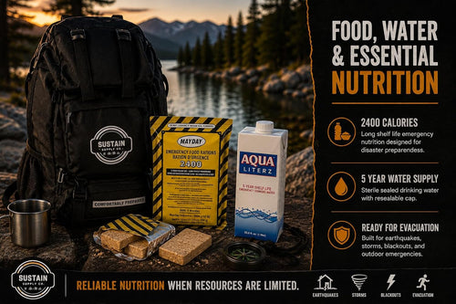 Sustain Supply 70491 2-Person 72-Hour Emergency Survival Kit Backpack Complete Disaster Preparedness Pack W/Food, Water, First Aid Kit, Tools & Shelter Gear for Earthquake, Hurricane & Evacuation