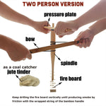 Bow Drill Kit Fire Starter, Primitive Wood, Survival Practice Friction Fire Tool for Scout Outdoor Activity Teaching, Outward Bound Training, Wildness Survival Beginner