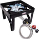 Gasone Propane Single Gas Burner 200,000BTU Heavy Duty - 0-20 PSI Adjustable Regulator and Hose Camp