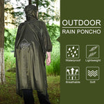 Hooded Rain Poncho, Silnylon Rain Coat Versatile Survival Shelter Waterproof Breathable Lightweight Poncho