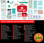Survival First Aid Kit for Home/Business, Camping Survival Kits | Mini Travel First Aid Kit | Camping Equipment | Small Kits for Car | Outdoor Emergency Survivals Pack - 250Pcs