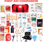 Fully Stocked EMT Trauma Bag – Tactical First Responder Medical Kit with Tourniquet, Vented Chest Seals, Hemostatic Gauze, Shears, Bandages & Bleeding Control Supplies – Red