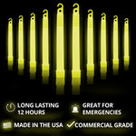 Yellow Emergency Glow Sticks - Premium 6” Snaplight Survival Glow Sticks with 8 Hour Duration for Use as Emergency Flares and Hiking Safety Gear (Bulk Pack of 20 Safety Glow Sticks)