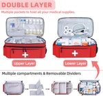 First Aid Bag Empty Large 2 Layer Medical Bag with Shoulder Strap 16”X 9½” X 7” Medicine Organizer Box Travel First Aid Kit Emergency Supplies Storage Bag for Car, Home, Office, Outdoor (Red) | PrepWiseGear
