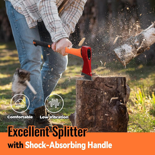 Chopping Axe: 33.5” Hatchet Axe with Shock Absorbing Fiberglass Handle 4.5Lbs Felling Axes for Splitting Log Cutting Firewood Gardeningtool