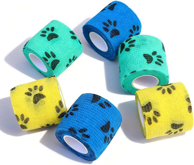 Self Adhesive Vet Wrap for Pets - Cohesive Bandage for Dog Cat Horse Wound Care, No Stick to Fur First Aid Bandage Stop Bleeding Prevent Licking, Flexible Paw Leg Tail Protector