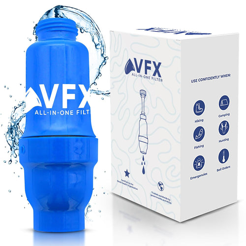 VFX All-In-One Portable Water Filter ? Survival Water Purifier for Camping, Hiking, Backpacking, and Emergency Preparedness with Gravity System