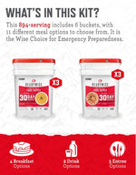 3 Month Emergency Food Supply - 894 Servings, 6 Buckets, Freeze Dried Protein Meals, Disaster Survival Food Storage Kit, Ready to Eat, Camping Essentials, up to 25 Year Shelf Life