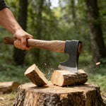 16.5" Camping Hatchet Axe, with Beech Wood Handle and 1065 High Carbon Steel Blade for Wood Cutting Outdoor Use