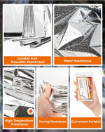 5-Pack Emergency Thermal Blankets, Heavy Duty Mylar Space Blanket with Ultimate Body Heat Retention for Camping Survival Kit, Car Emergency and Hiking, Waterproof & Windproof