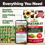 20 Heirloom Vegetable Seeds - 10,000+ Survival Seeds and Emergency Prepper Gear - Non GMO Vegetable Seeds for Planting Home Garden Variety Pack