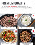 Emergency Food Supply - 88 Servings Meat & Rice Bucket, Freeze Dried Protein Meals, Camping Essentials, Bulk Rice & Survival Food, Disaster Prepping Supplies, up to 25 Year Shelf Life