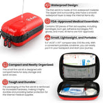 Emergency Kit 120 Piece Travel Car Survival Gear First Aid Kit,Waterproof Emergency Mini First Aid Kits,Portable Small First Aid Kit for Survival Car Travel Office Camping Sports Hiking (Red)