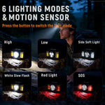 Upgraded Headlamp Rechargeable, Ultra Bright Headlight Flashlight with White Red Light, Motion Sensor Head Lights for Forehead, 6 Modes Head Lamp for Outdoor Camping Running Waterproof (2, Beige)