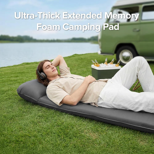 Self-Inflating Sleeping Pad for Camping, 3" Ultra-Thick Outdoor Camping Mat with Pillow & 9.5 R-Value, Insulated All-Season Foam Camping Mattress for Camping Travel Tent Car