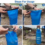 Gravity-Fed Water Bag for Sawyer Survival Water Filter Straw, 1.5 Gal Large Gravity Water Bladder Compatible with Lifestraw and Other Water Filter Straw, Foldable, Bpa-Free (6L)