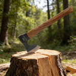 16.5" Camping Hatchet Axe, with Beech Wood Handle and 1065 High Carbon Steel Blade for Wood Cutting Outdoor Use