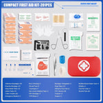 Mini Travel First Aid Kit, Emergency Kit with 201PCS First Aid Supplies and Waterproof Compact Bag, Survival Medical Kit for Home Car Office Camping Hiking