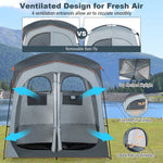 2 Room Shower Tent Oversize Privacy Shelter Portable Dressing Toilet Outdoor Gray