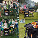 Camping Kitchen Station Camping Table Grill Folding Table Upgrade Light Stand