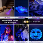 365Nm UV Flashlight EDC Flashlight Rechargeable with RGB, Mini Magnetic LED Flashlight Small Blcak Light Pocket Flashlight with Mode Memory Function for Travel, Emergency, Pet Urine Detection