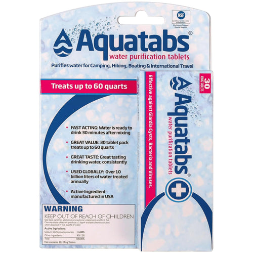 49Mg Water Purification Tablets (30 Pack). Portable Water Purifier for Camping Essentials, Lightweight Camping Gear or Survival Kit, EPA Registered & NSF/ANSI 60 Certified, Fast-Acting