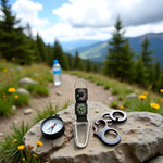 Black Carabiner Key Chain Compass Thermometer Metal Camping Outdoor Gadgets Hiking Survival to Multifunctional Mountaineering Sports Outdoor Recreation Accessories