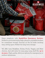 Emergency Food Supply - 88 Servings Meat & Rice Bucket, Freeze Dried Protein Meals, Camping Essentials, Bulk Rice & Survival Food, Disaster Prepping Supplies, up to 25 Year Shelf Life