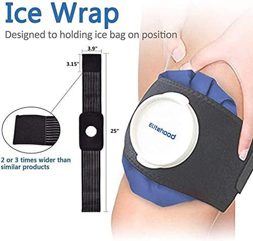 Ice Cold Pack Reusable Ice Bags Hot Water Bag for Injuries, Hot & Cold Therapy and Pain Relief with Elastic Breathable Support Wrap, 4-Pack, 3 Sizes (6"/9"/11"), (For Hot Therapy Is 50-60℃)