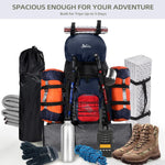 90L Hiking Backpack with Rain Cover, Waterproof Camping Backpack with Shoes Warehouse for Men Women, Frameless(Blue)