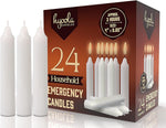 Emergency Candles 24 Pack White Short Taper Candles Unscented Home Emergency Kit