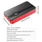 Emergency Power Starter, 20000 Mah Car Jump Starter Battery Power Bank, Vehicle Emergency Starting Booster for Car Boat Truck, Red