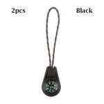 2Pcs EDC Mini Compas with Zipper Tail Rope Paracord Bracelet Gear Survival Keychain Camping Hiking Pocket Compasses Outdoor Tool