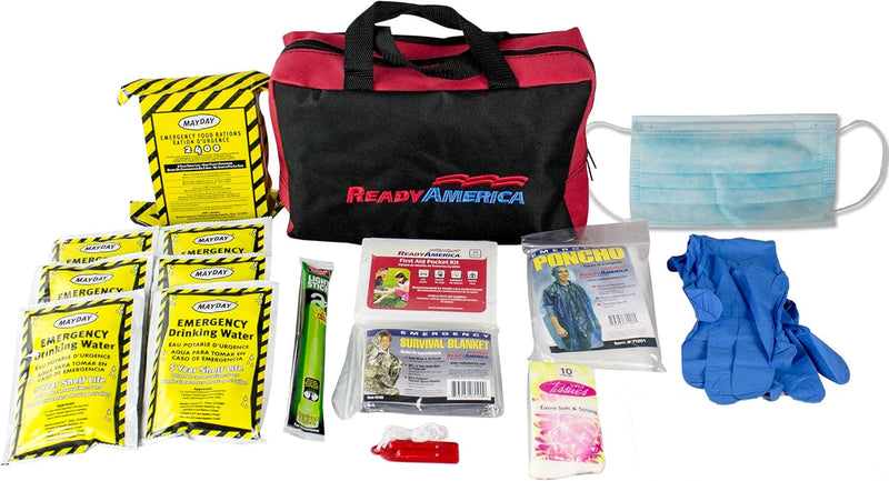72 Hour Emergency Kit, 1-Person, 3-Day Tote, Includes First Aid Kit, Survival Blanket, Emergency Food, Portable Disaster Preparedness Go-Bag for Earthquake, Fire, Flood