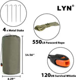 Extra Large Zipper Reusable Survival Emergency Shelter Tent,Thermal Waterproof Fireproof Lightweight Bugout, with Paracord?Stake for Camping,First Aid,Hiking&Bushcraft